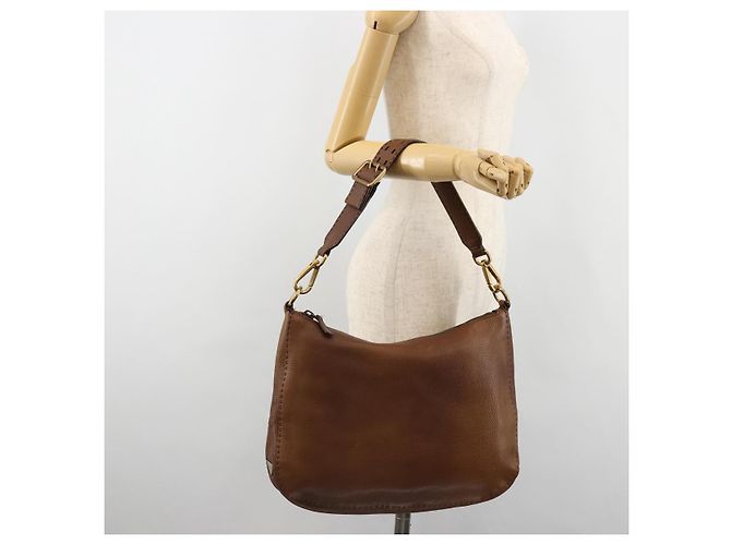 Borsa a Spalla PRADA in Pelle Marrone Oro Auth 186027A D'oro - vista 25