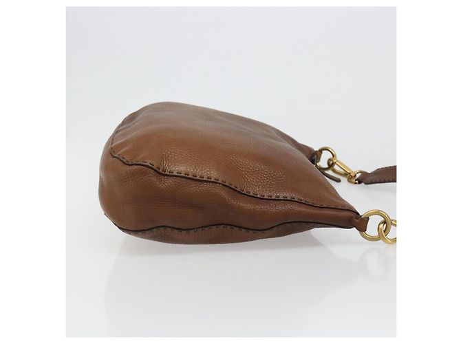 Borsa a Spalla PRADA in Pelle Marrone Oro Auth 186027A D'oro - vista 3