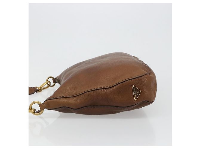 Borsa a Spalla PRADA in Pelle Marrone Oro Auth 186027A D'oro - vista 4