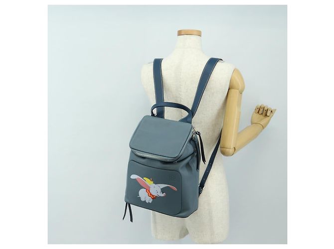 Zaino LOEWE Dumbo Goya Disney Collaboration in pelle blu argento Auth 185303SAM - vista 36