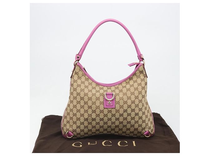 Borsa a Spalla GUCCI GG Canvas Abbey Beige Oro 130737 Auth 187022SAV D'oro - vista 12