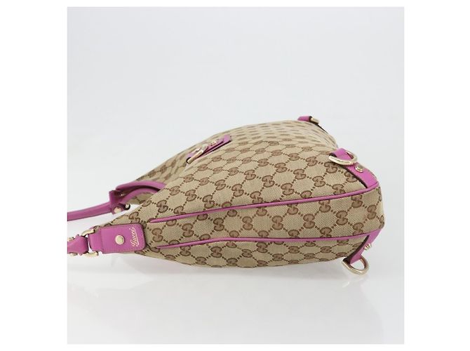 Borsa a Spalla GUCCI GG Canvas Abbey Beige Oro 130737 Auth 187022SAV D'oro - vista 4