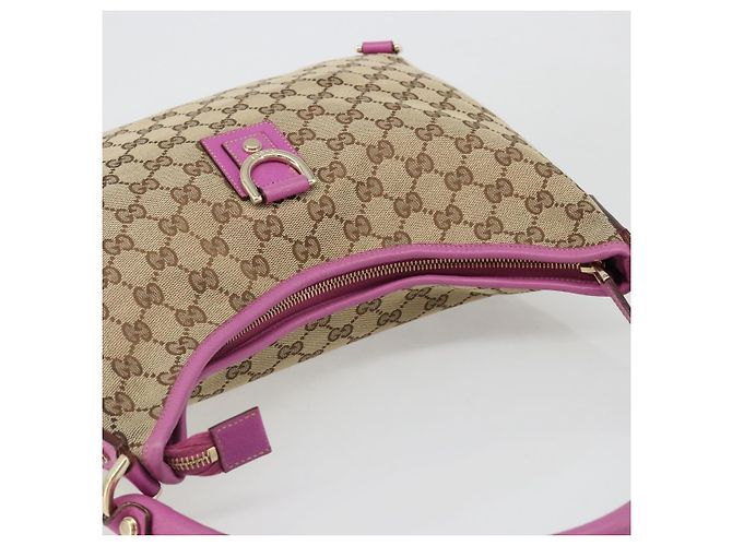 Borsa a Spalla GUCCI GG Canvas Abbey Beige Oro 130737 Auth 187022SAV D'oro - vista 6