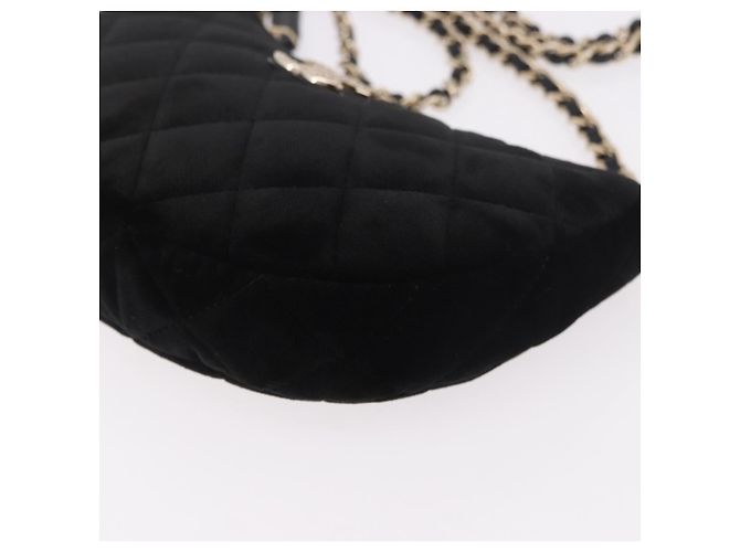 CHANEL Matelasse Chain Shoulder Bag Velor Black Gold CC Auth 186258SM Nero D'oro - vista 14