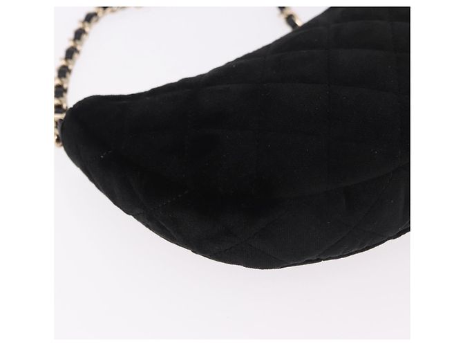 CHANEL Matelasse Chain Shoulder Bag Velor Black Gold CC Auth 186258SM Nero D'oro - vista 15