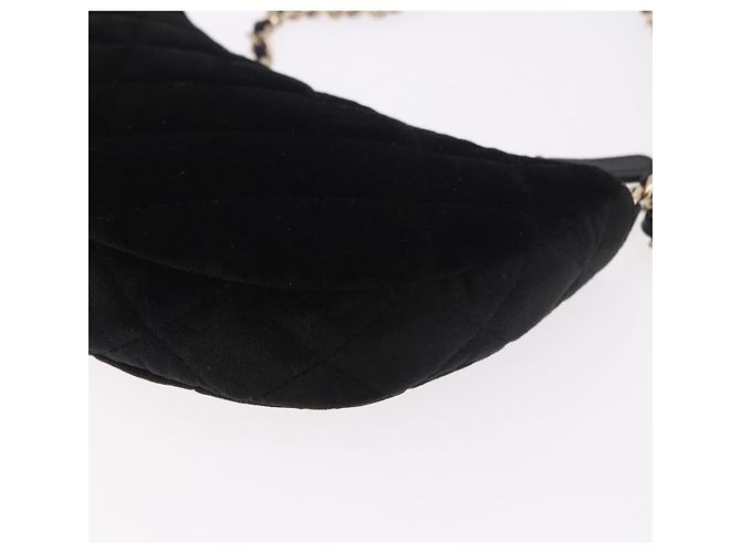 CHANEL Matelasse Chain Shoulder Bag Velor Black Gold CC Auth 186258SM Nero D'oro - vista 16