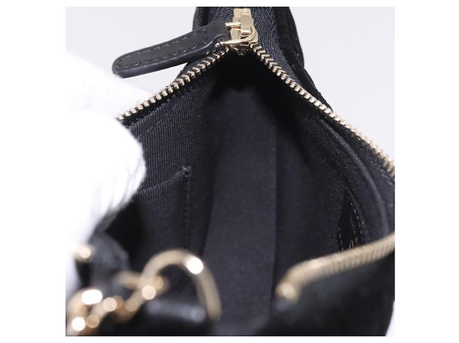 CHANEL Matelasse Chain Shoulder Bag Velor Black Gold CC Auth 186258SM Nero D'oro - vista 19