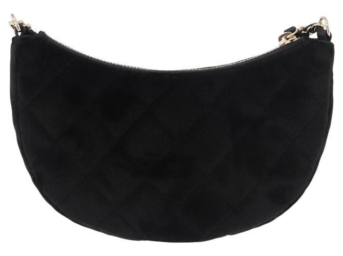 CHANEL Matelasse Chain Shoulder Bag Velor Black Gold CC Auth 186258SM Nero D'oro - vista 2