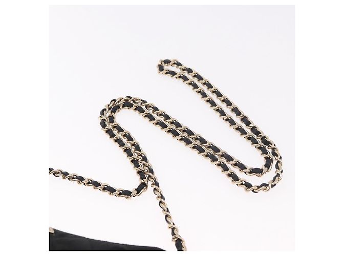 CHANEL Matelasse Chain Shoulder Bag Velor Black Gold CC Auth 186258SM Nero D'oro - vista 8