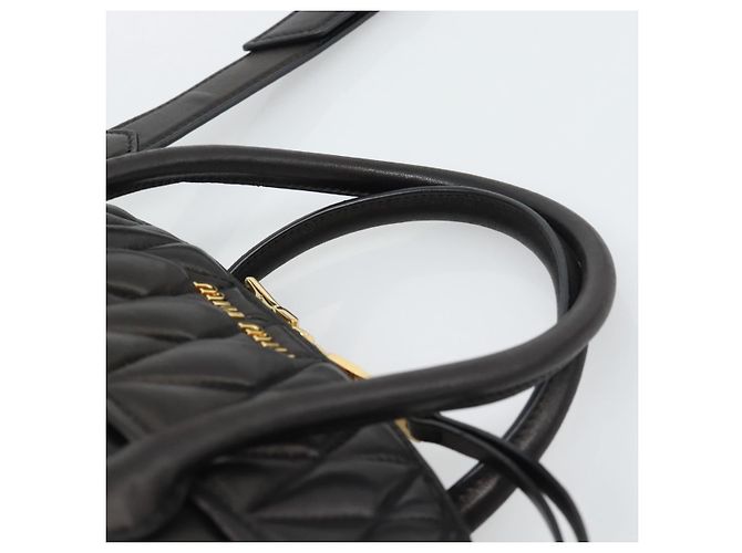 Borsa Miu Miu Matelasse Biker in pelle di agnello 2 modi Nero Oro Auth 187637V D'oro - vista 14