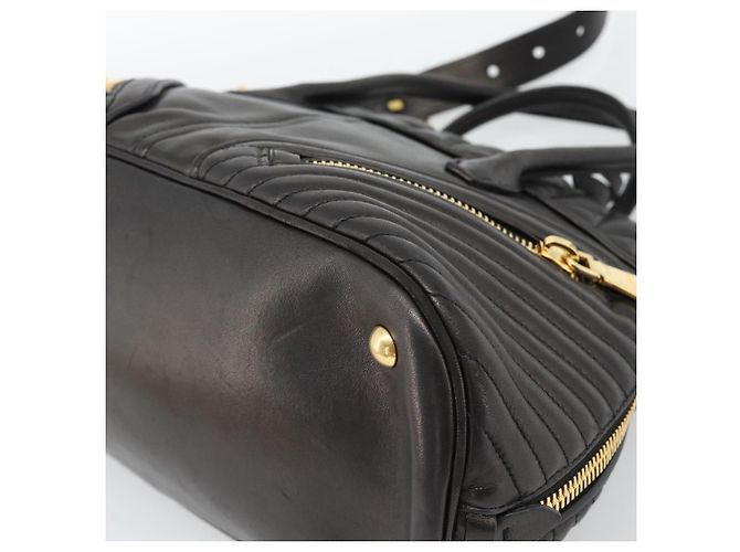 Borsa Miu Miu Matelasse Biker in pelle di agnello 2 modi Nero Oro Auth 187637V D'oro - vista 16