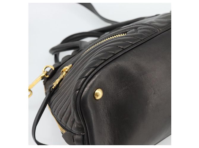Borsa Miu Miu Matelasse Biker in pelle di agnello 2 modi Nero Oro Auth 187637V D'oro - vista 17