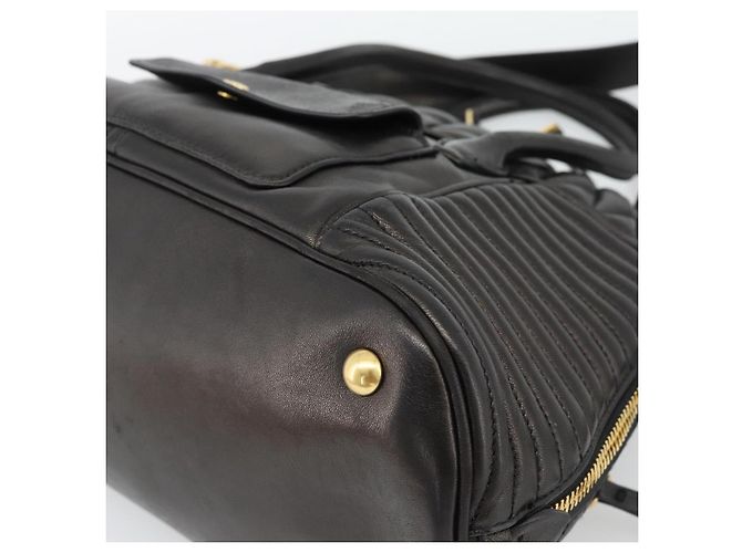 Borsa Miu Miu Matelasse Biker in pelle di agnello 2 modi Nero Oro Auth 187637V D'oro - vista 18