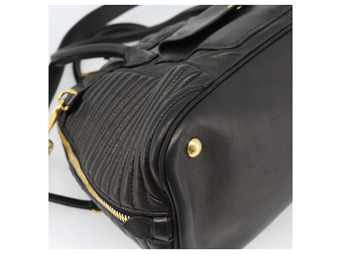 Borsa Miu Miu Matelasse Biker in pelle di agnello 2 modi Nero Oro Auth 187637V D'oro - vista 19