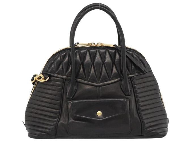 Borsa Miu Miu Matelasse Biker in pelle di agnello 2 modi Nero Oro Auth 187637V D'oro - vista 2