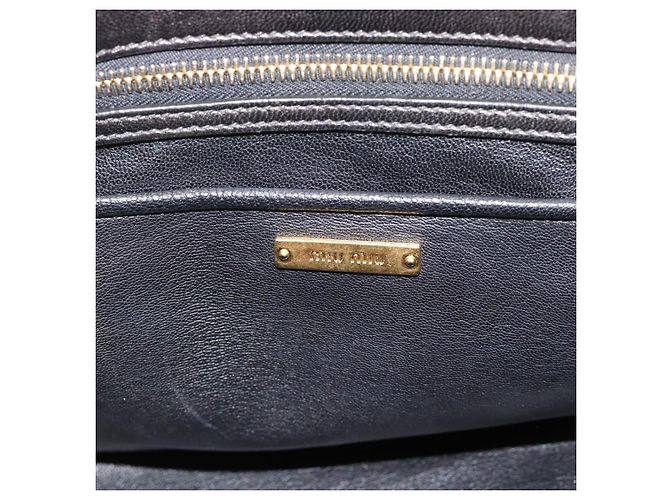 Borsa Miu Miu Matelasse Biker in pelle di agnello 2 modi Nero Oro Auth 187637V D'oro - vista 21