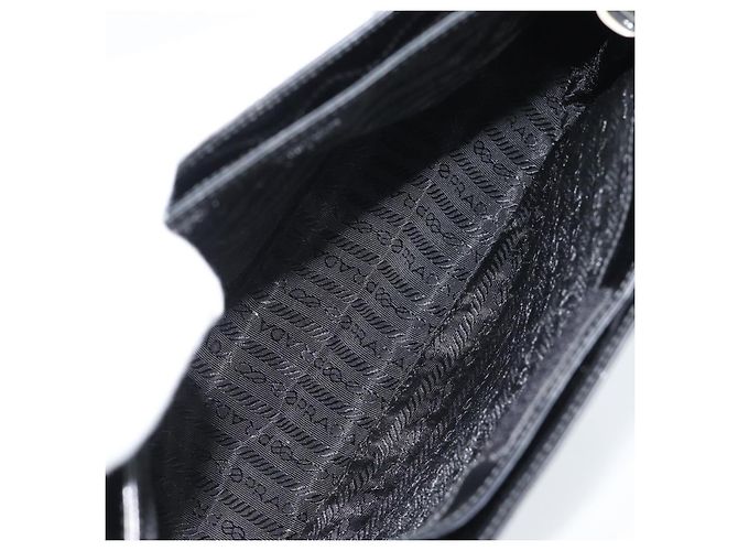Borsa a Spalla PRADA in Pelle Nera Argento Auth 187050A Nero - vista 11