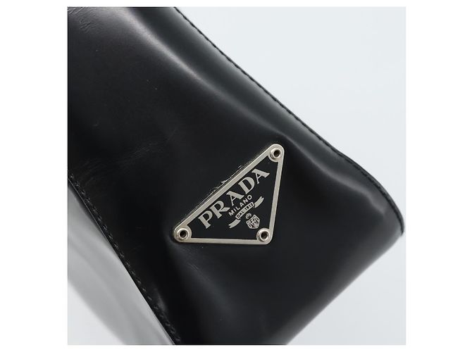Borsa a Spalla PRADA in Pelle Nera Argento Auth 187050A Nero - vista 18