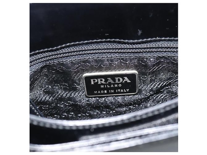 Borsa a Spalla PRADA in Pelle Nera Argento Auth 187050A Nero - vista 19