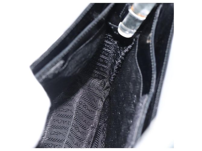 Borsa a Spalla PRADA in Pelle Nera Argento Auth 187050A Nero - vista 20