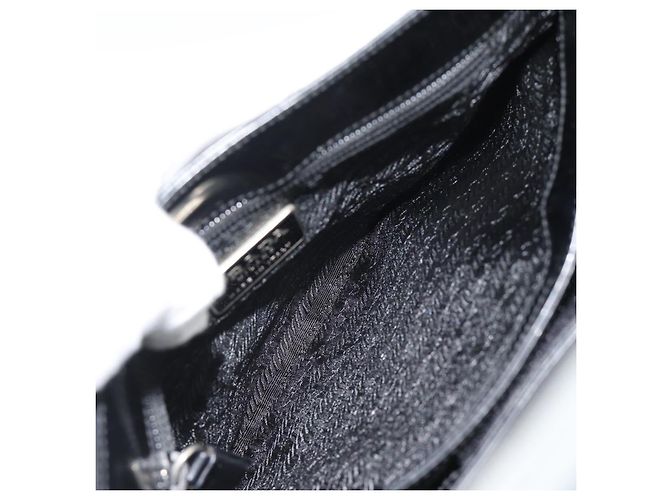 Borsa a Spalla PRADA in Pelle Nera Argento Auth 187050A Nero - vista 22