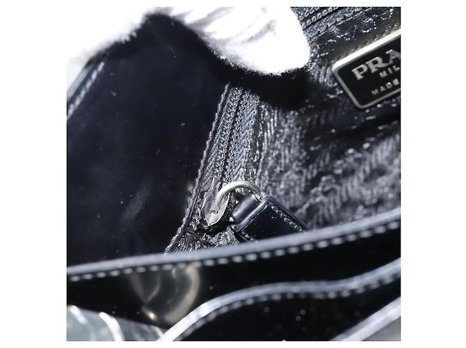 Borsa a Spalla PRADA in Pelle Nera Argento Auth 187050A Nero - vista 23