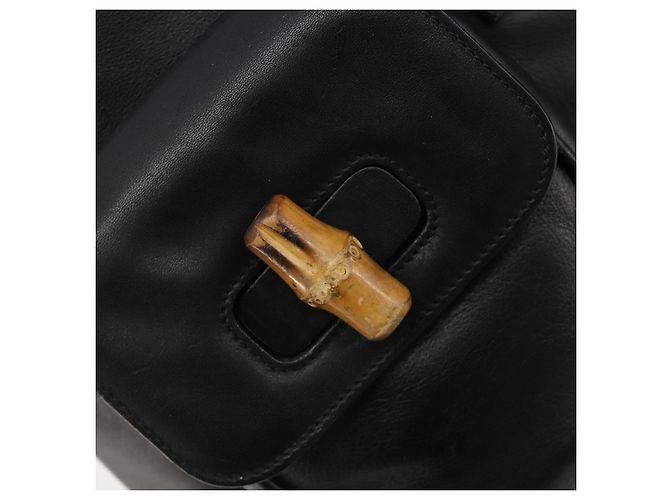 Zaino GUCCI Bamboo in pelle nera e oro 003 2058 0016 Auth BA13350 Nero D'oro - vista 20