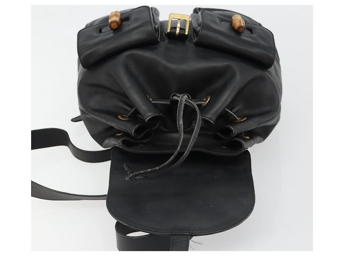 Zaino GUCCI Bamboo in pelle nera e oro 003 2058 0016 Auth BA13350 Nero D'oro - vista 21