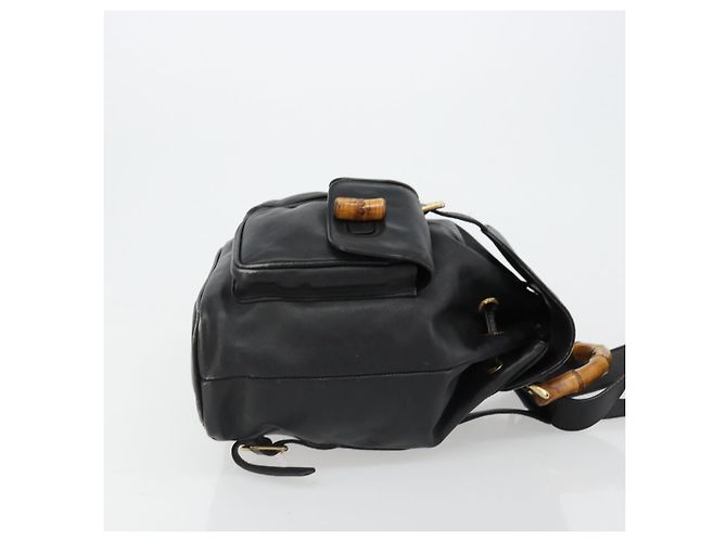 Zaino GUCCI Bamboo in pelle nera e oro 003 2058 0016 Auth BA13350 Nero D'oro - vista 3