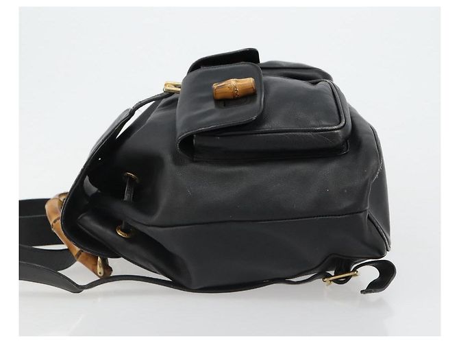 Zaino GUCCI Bamboo in pelle nera e oro 003 2058 0016 Auth BA13350 Nero D'oro - vista 4