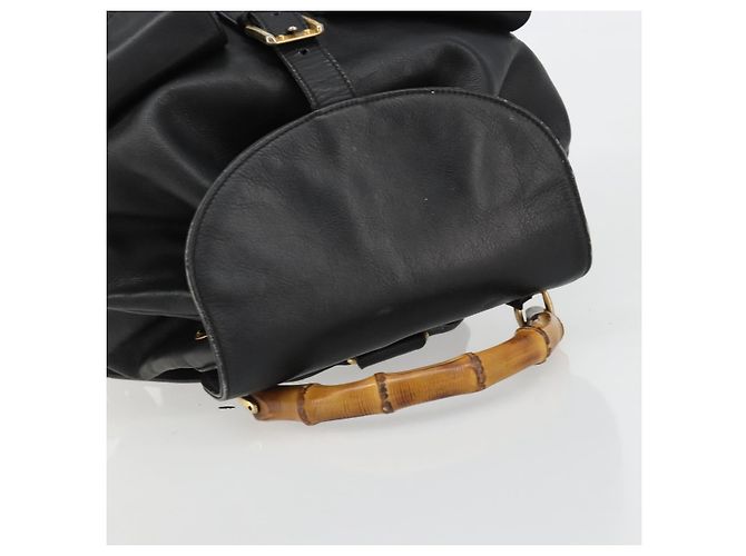 Zaino GUCCI Bamboo in pelle nera e oro 003 2058 0016 Auth BA13350 Nero D'oro - vista 6