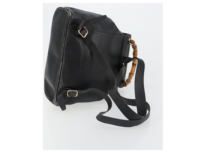 Zaino GUCCI Bamboo in pelle nera e oro 003 2058 0016 Auth BA13350 Nero D'oro - vista 8