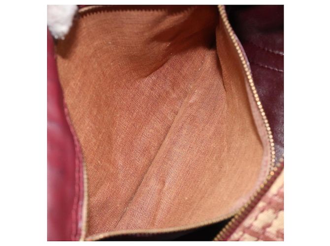 Bolso Boston Christian Dior Trotter Canvas Beige Oro Auth 182507 Dorado - vista 11
