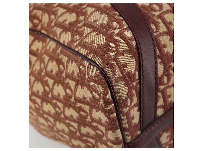 Bolso Boston Christian Dior Trotter Canvas Beige Oro Auth 182507 Dorado - vista 14