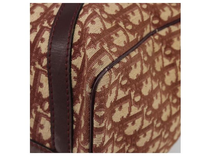 Bolso Boston Christian Dior Trotter Canvas Beige Oro Auth 182507 Dorado - vista 15