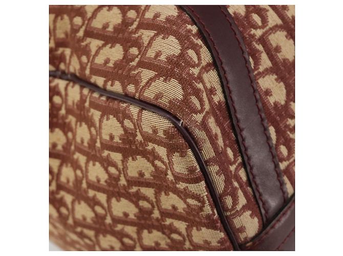Bolso Boston Christian Dior Trotter Canvas Beige Oro Auth 182507 Dorado - vista 16