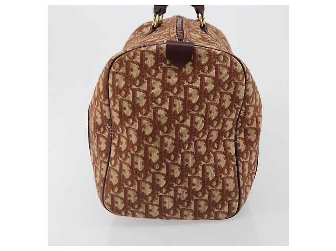 Bolso Boston Christian Dior Trotter Canvas Beige Oro Auth 182507 Dorado - vista 4