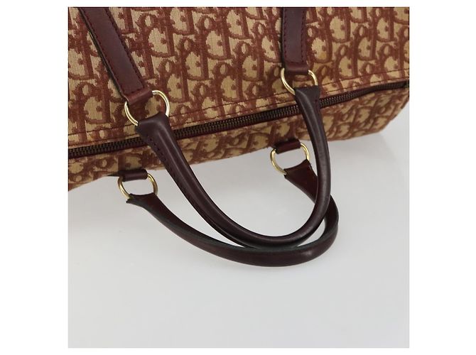 Bolso Boston Christian Dior Trotter Canvas Beige Oro Auth 182507 Dorado - vista 7