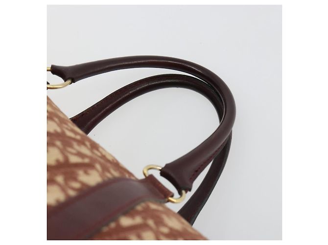 Bolso Boston Christian Dior Trotter Canvas Beige Oro Auth 182507 Dorado - vista 8
