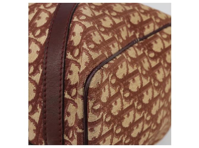 Bolso Boston Christian Dior Trotter Canvas Beige Oro Auth 182507 Dorado - vista 9