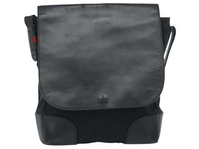 Borsa a tracolla GUCCI GG Canvas Web Sherry Line Nera Argento Rosso 322077 Auth ka4834 Nero - vista 13