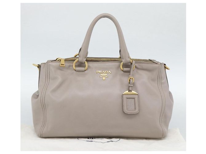 PRADA Galleria Handtasche aus Leder 2way Grau Gold Auth 186121V - Ansicht 12