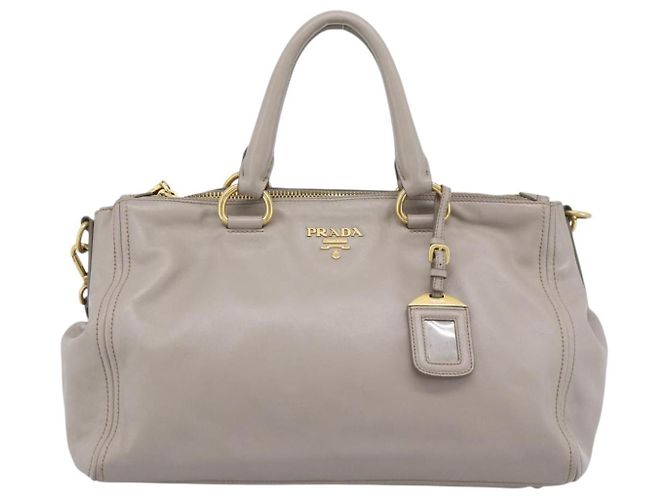 PRADA Galleria Handtasche aus Leder 2way Grau Gold Auth 186121V - Ansicht 13
