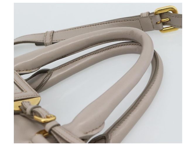 PRADA Galleria Handtasche aus Leder 2way Grau Gold Auth 186121V - Ansicht 14
