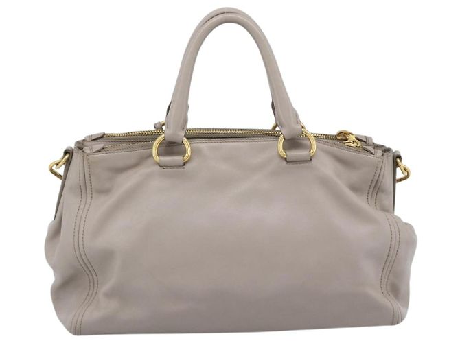 PRADA Galleria Handtasche aus Leder 2way Grau Gold Auth 186121V - Ansicht 2