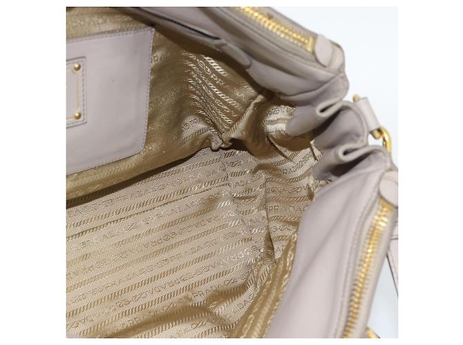PRADA Galleria Handtasche aus Leder 2way Grau Gold Auth 186121V - Ansicht 22