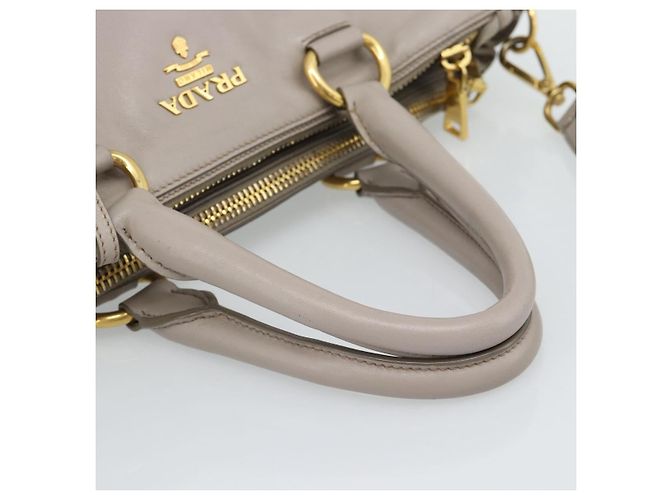 PRADA Galleria Handtasche aus Leder 2way Grau Gold Auth 186121V - Ansicht 7