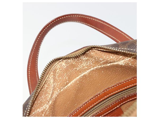 Céline Borsa CELINE Macadam Canvas PVC Pelle Marrone Oro Auth 186813 D'oro - vista 10