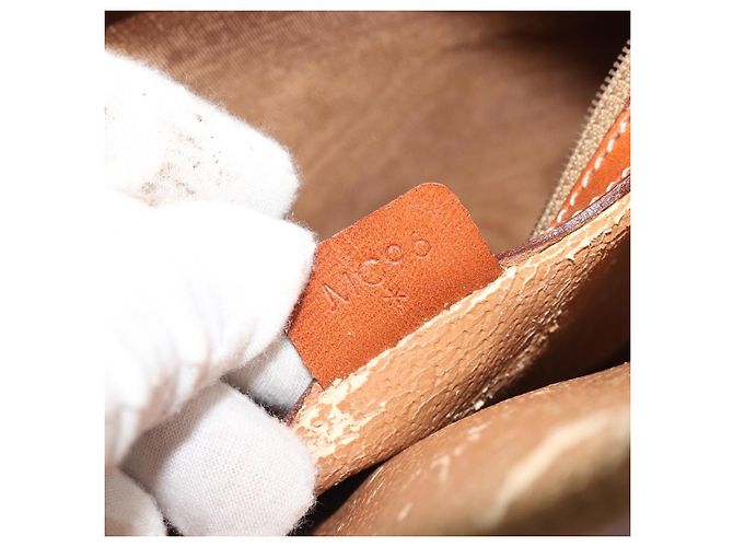 Céline Borsa CELINE Macadam Canvas PVC Pelle Marrone Oro Auth 186813 D'oro - vista 12
