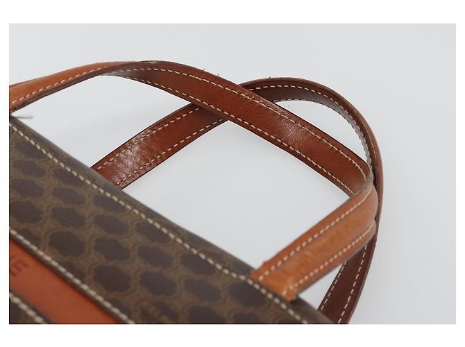 Céline Borsa CELINE Macadam Canvas PVC Pelle Marrone Oro Auth 186813 D'oro - vista 14